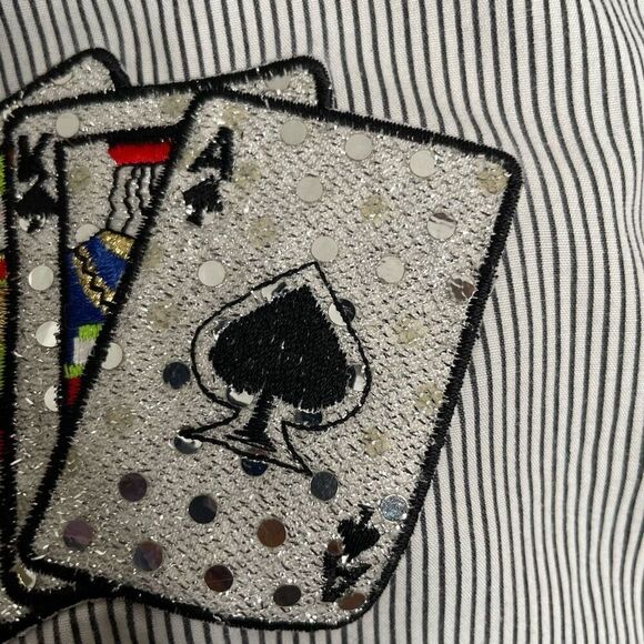 CST Sport Womens Oversized Button Up 1X Spades Bunco Casino Embroider Bejeweled - Picture 4 of 10